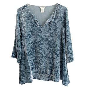 Sundance Regal Velvet Floral Tunic Top Blue Size Large